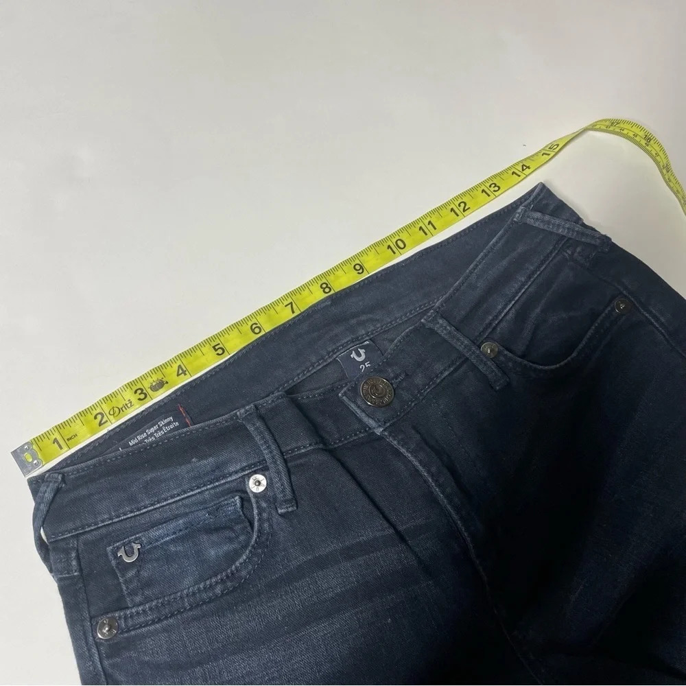 True Religion Halle Mid Rise Super Skinny Cargo Moto Jean Size 25 - Picture 14 of 16